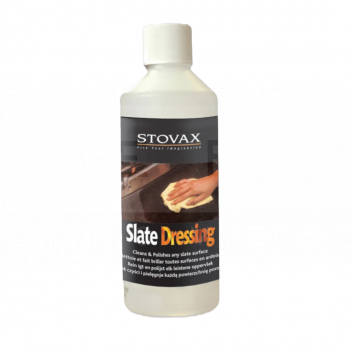 SU8060 Slate Dressing, 500ml Bottle <!DOCTYPE html>
<html lang=\"en\">
<head>
<meta charset=\"UTF-8\">
<meta name=\"viewport\" content=\"width=device-width, initial-scale=1.0\">
<title>Slate Dressing Product Description</title>
</head>
<body>
<div class=\"product-description\">
<h1>Slate Dressing, 500ml Bottle</h1>
<p>Enhance and protect the natural beauty of your slate surfaces with our high-quality Slate Dressing. Specially formulated to provide a stunning finish and long-lasting protection, this 500ml bottle is perfect for both interior and exterior slate features.</p>
<ul>
<li><strong>Volume:</strong> 500ml</li>
<li><strong>Formulation:</strong> Water-based and non-toxic</li>
<li><strong>Finish:</strong> Provides a natural sheen to slate surfaces</li>
<li><strong>Protection:</strong> Offers resistance against stains and spills</li>
<li><strong>Application:</strong> Easy to apply with a cloth or brush</li>
<li><strong>Drying Time:</strong> Quick-drying formula</li>
<li><strong>Usage:</strong> Suitable for internal and external slate</li>
<li><strong>Eco-Friendly:</strong> Environmentally responsible product</li>
<li><strong>Longevity:</strong> Durable coating that maintains appearance</li>
</ul>
</div>
</body>
</html> slate dressing, 500ml bottle, stone care, liquid sealant, protective coating
